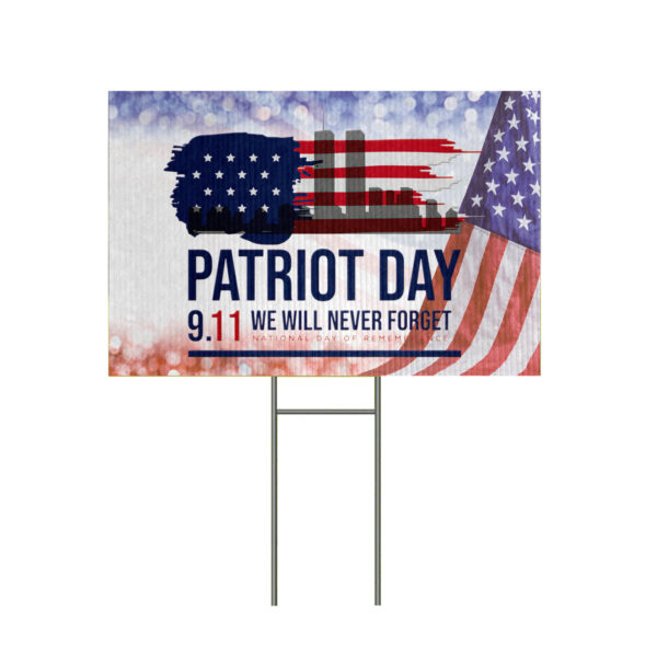 Alternative view of Gearhumans 3D We Will Never Forget Patriot Day Custom Yard Sign