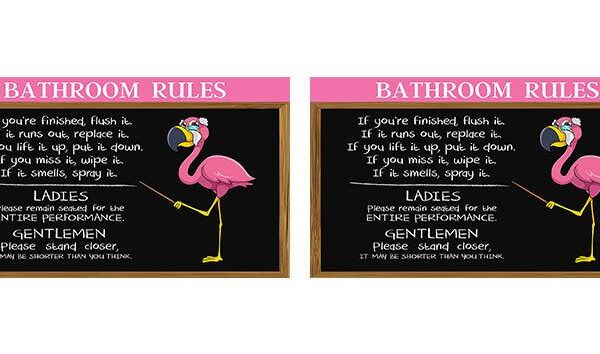 Gearhuman 3D Remember Flamingo Bathroom Rules Door Plate Sign