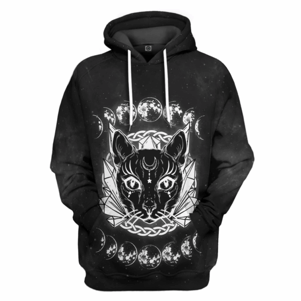 Gearhumans 3D Black Cat Wiccan Moon Custom Tshirt Hoodie Apparel