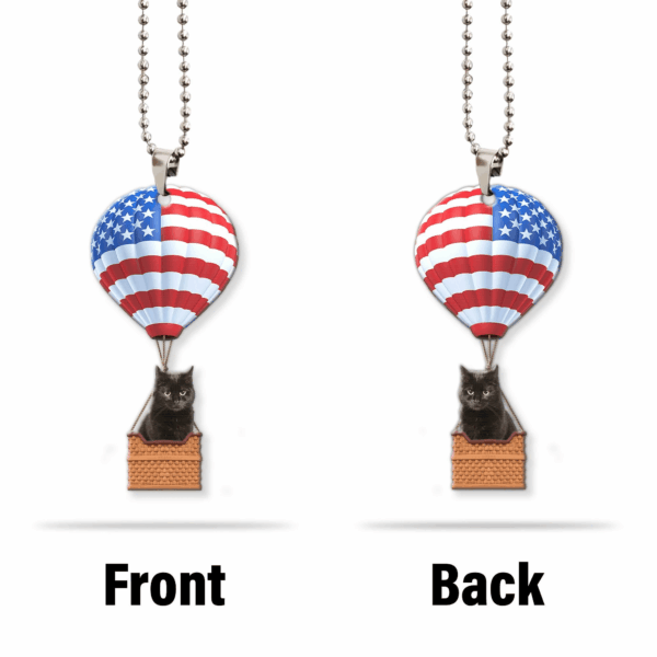 Gearhumans 3D Black Cat In Hot Air Balloon Custom Car Hanging GW10062118 Car Hanging