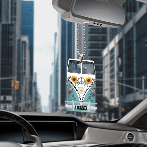 Gearhumans 3D Sunflower Hippie Van Custom Car Hanging GW1806217 Car Hanging