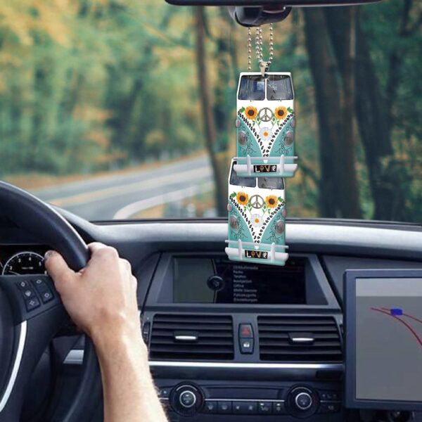 Gearhumans 3D Sunflower Hippie Van Custom Car Hanging GW1806217 Car Hanging
