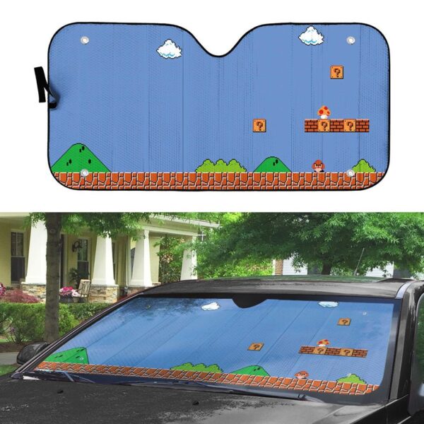 Gearhumans 3D Super Mario Background Custom Auto Car Sunshade GO05052122 Auto Sunshade