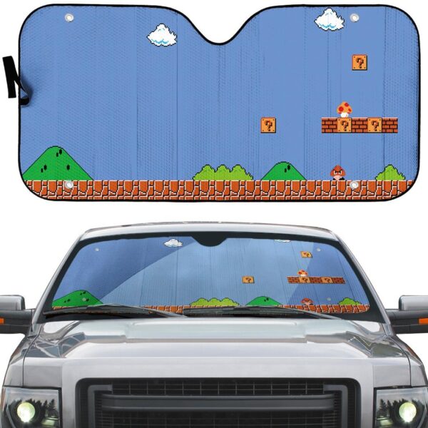 Gearhumans 3D Super Mario Background Custom Auto Car Sunshade GO05052122 Auto Sunshade