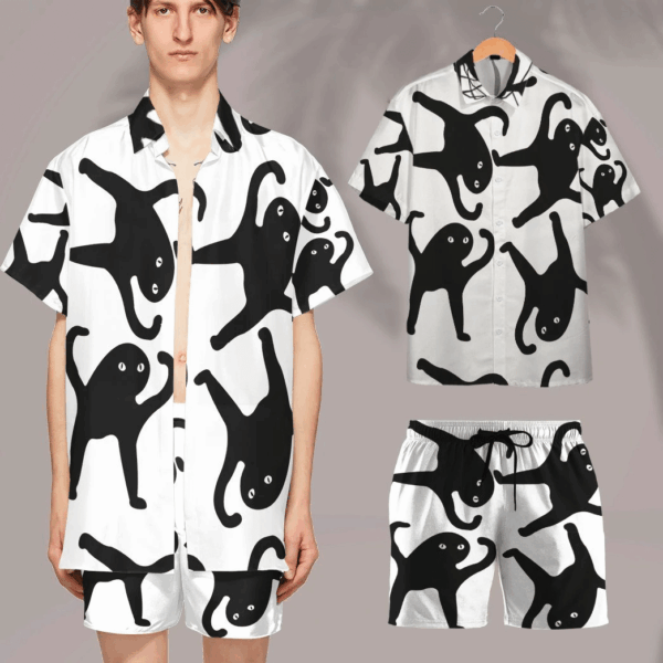 Gearhumans 3D Black Catto Meme Custom Shorts GO06052130 Men Shorts