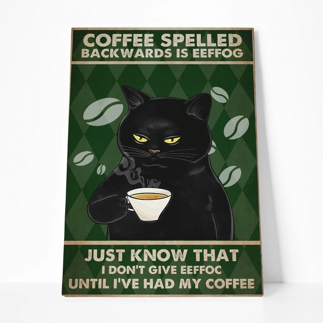 Gearhuman 3D Coffee Spelled Black Cat Custom Canvas GB19012 Canvas 1 Piece Non Frame M