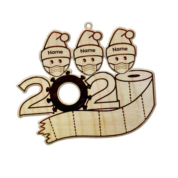 Gearhuman 3D Family Of 3 Mask Toilet Paper 2020 Christmas Ornament Custom Name GV221016 Ornament