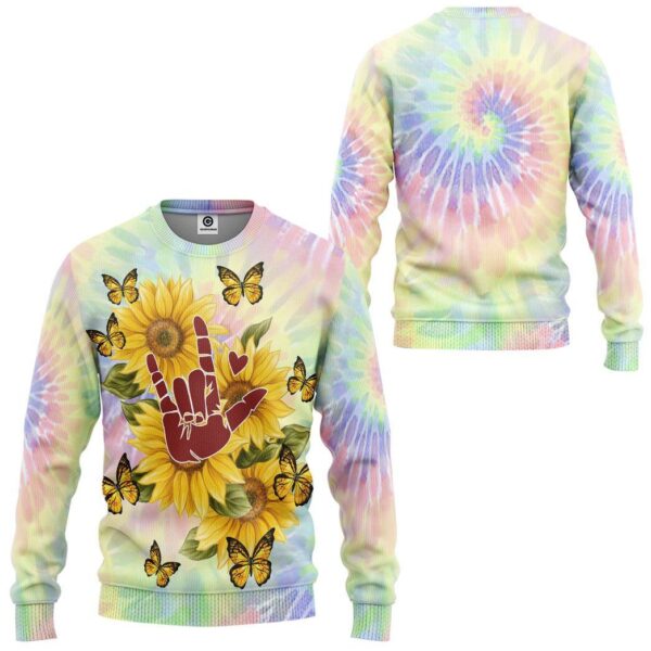 Gearhuman 3D Tie Dye And Sunflower Custom Sweatshirt Apparel CGC15101 Sweatshirt