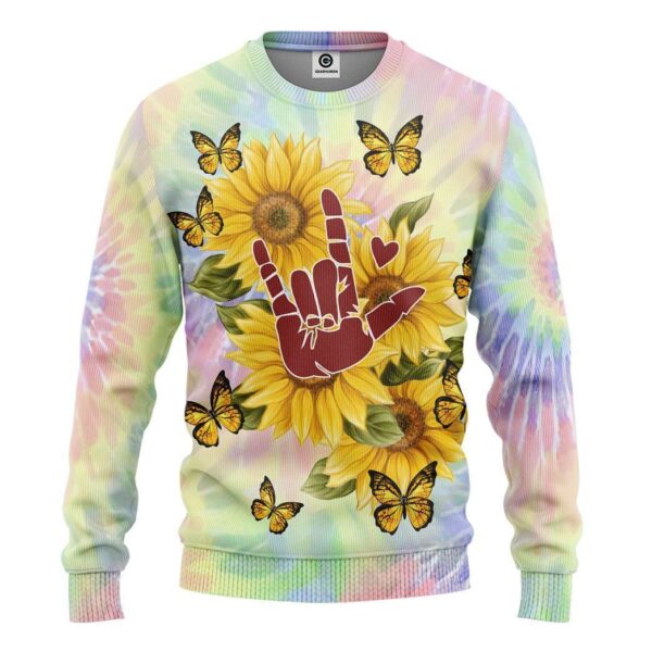 Gearhuman 3D Tie Dye And Sunflower Custom Sweatshirt Apparel CGC15101 Sweatshirt Sweatshirt S