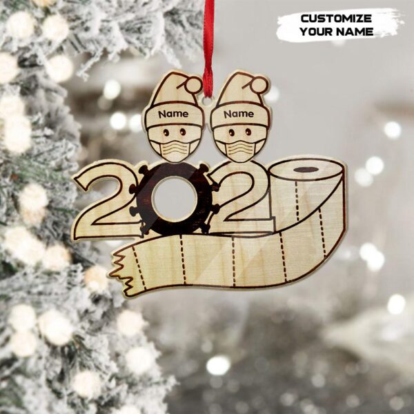 Gearhuman 3D Family Of 2 Mask Toilet Paper 2020 Christmas Ornament Custom Name GV221015 Ornament