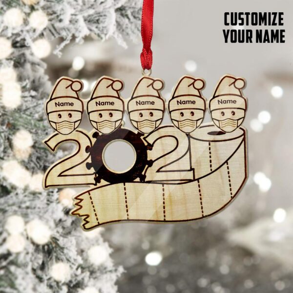 Gearhuman 3D Family Of 5 Mask Toilet Paper 2020 Christmas Ornament Custom Name GV221018 Ornament