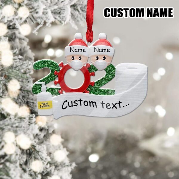 Gearhuman 3D Family Of 2 Mask Sanitizer Toilet Paper 2020 Christmas Ornament Custom Name GV22107 Ornament