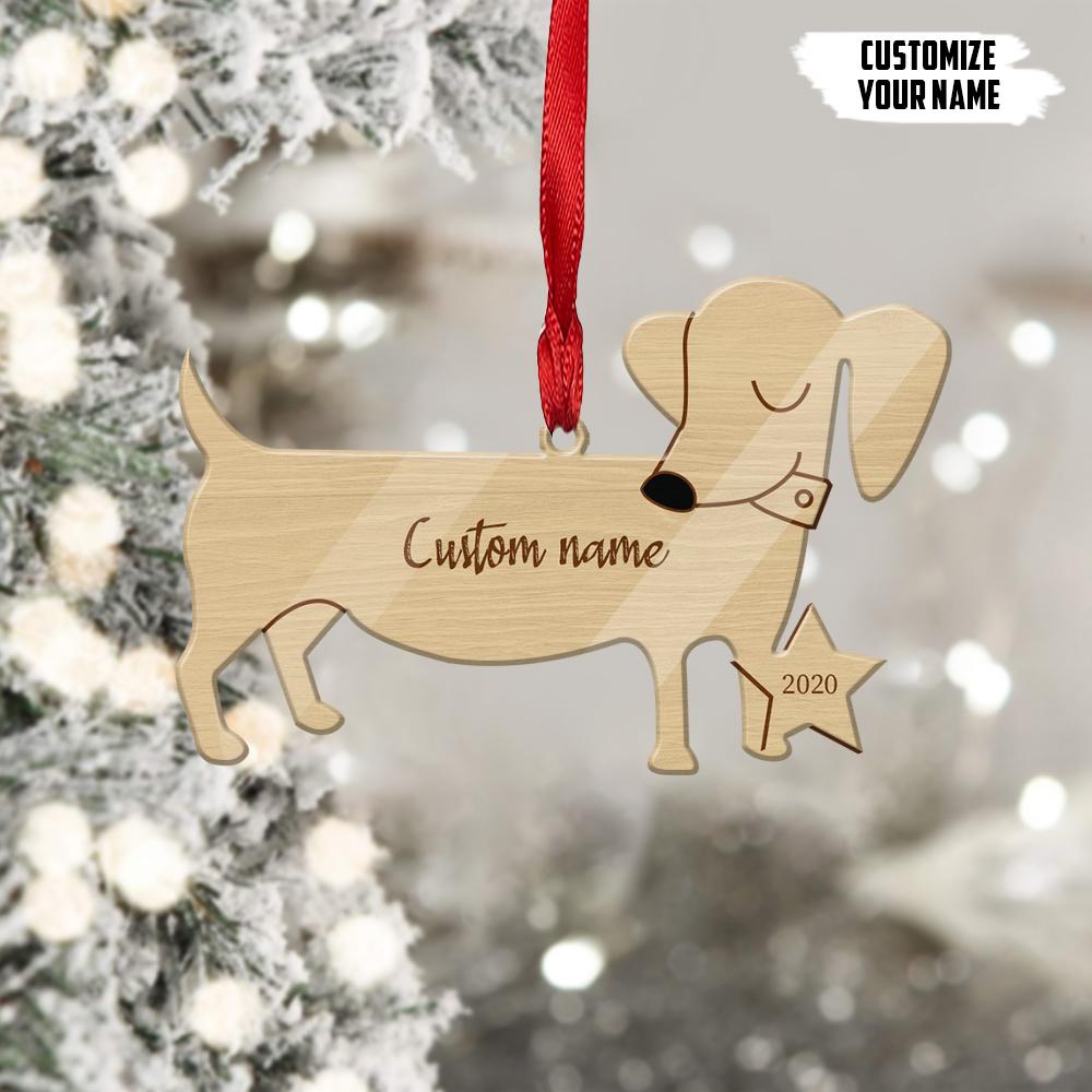 Gearhuman 3D Dachshund 2020 Custom Name Christmas Ornament GV291030 Ornament Acrylic 1Pc