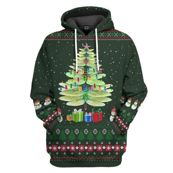 Gearhuman 3D Dragonfly Ugly Christmas Tree Custom Hoodie Apparel GN0911203 3D Apparel Hoodie S
