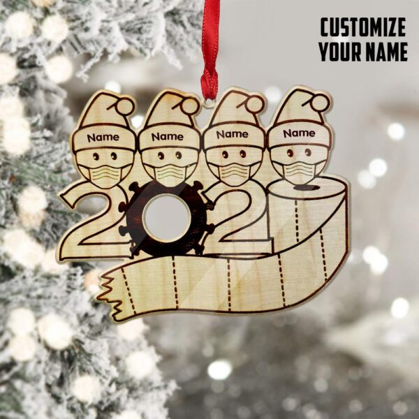 Gearhuman 3D Family Of 4 Mask Toilet Paper 2020 Christmas Ornament Custom Name GV221017 Ornament