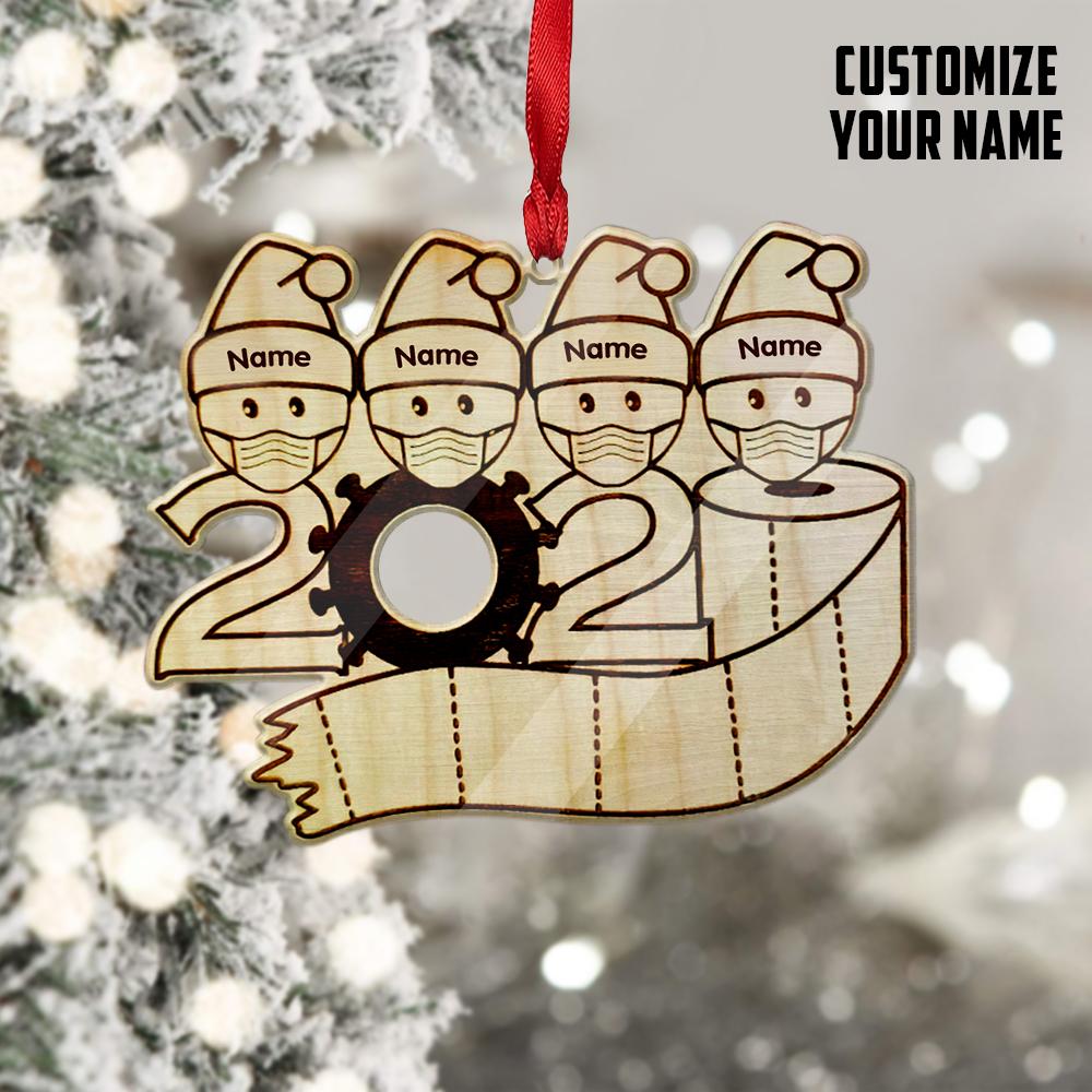 Gearhuman 3D Family Of 4 Mask Toilet Paper 2020 Christmas Ornament Custom Name GV221017 Ornament
