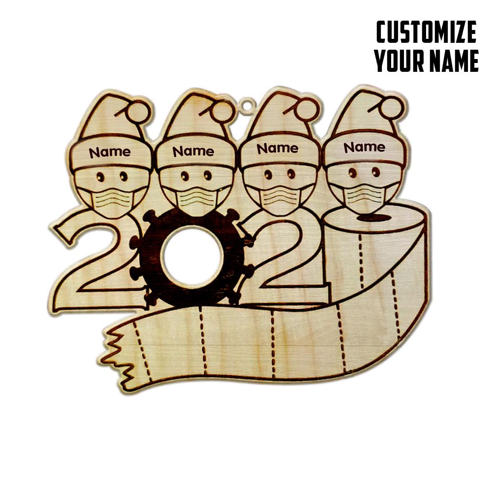 Gearhuman 3D Family Of 4 Mask Toilet Paper 2020 Christmas Ornament Custom Name GV221017 Ornament