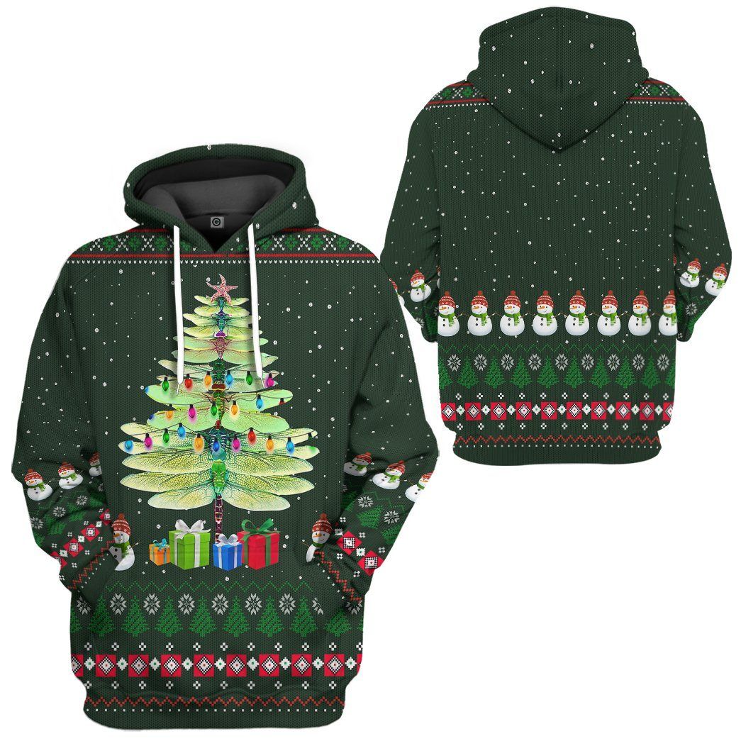 Gearhuman 3D Dragonfly Ugly Christmas Tree Custom Hoodie Apparel GN0911203 3D Apparel