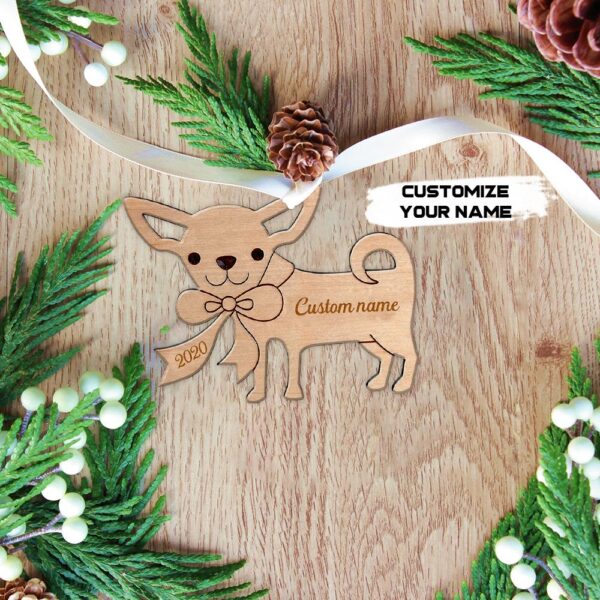 Gearhuman 3D Chihuahua 2020 Custom Name Christmas Ornament GV291023 Ornament Acrylic 1Pc