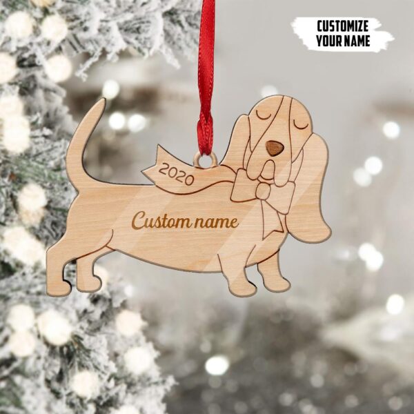 Gearhuman 3D Basset Hound 2020 Custom Name Christmas Ornament GV30106 Ornament Acrylic 1Pc