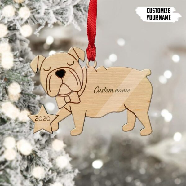 Gearhuman 3D Bulldog 2020 Custom Name Christmas Ornament GV29109 Ornament Acrylic 1Pc