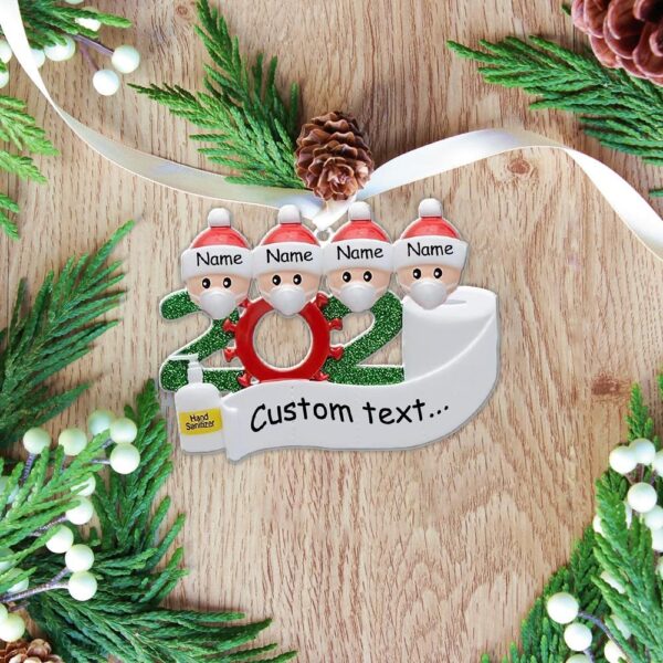 Gearhuman 3D Family Of 4 Mask Sanitizer Toilet Paper 2020 Christmas Custom Name Ornament GV22109 Ornament Acrylic 1Pc