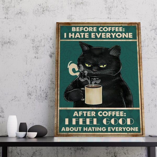 Gearhuman 3D Before Coffee Black Cat Canvas GB080313 Canvas