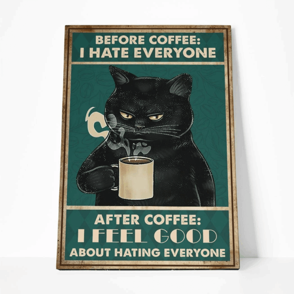 Gearhuman 3D Before Coffee Black Cat Canvas GB080313 Canvas 1 Piece Non Frame M