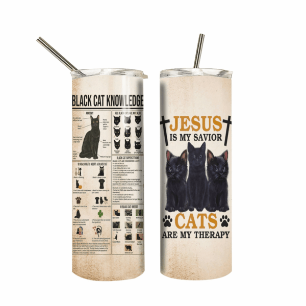 Gearhuman 3D Black Cats Are My Therapy Tumbler GB02031 Tumbler Long 20oz