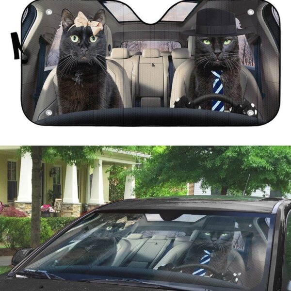 Gearhumans Gearhuman 3D Black Cat Couple Auto Car Sunshade GV17034 Auto Sunshade