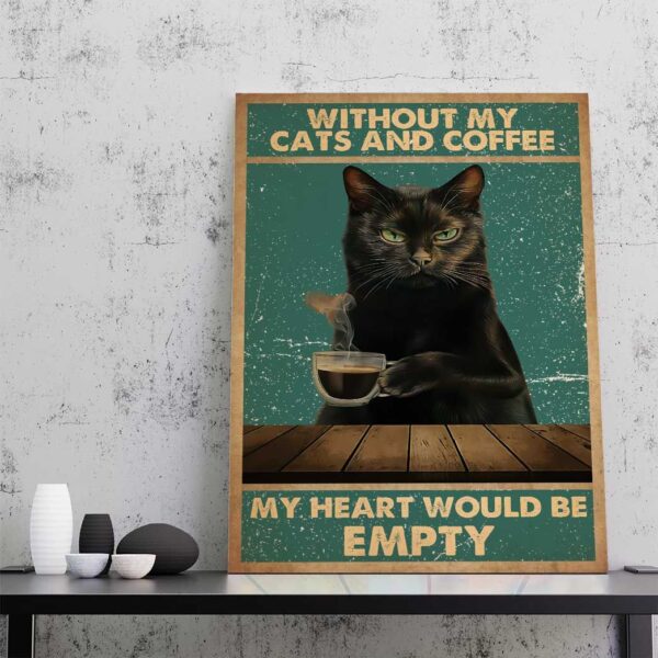 Gearhuman 3D Without My Black Cat And Coffee Custom Canvas GB29018 Canvas