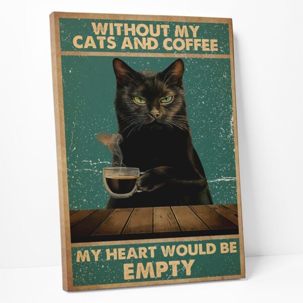 Gearhuman 3D Without My Black Cat And Coffee Custom Canvas GB29018 Canvas