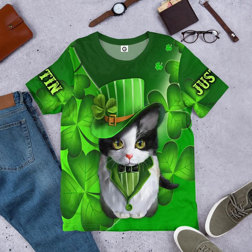Gearhuman 3D St Patrick Day Black Cat Custom Name Tshirt Hoodie Apparel GB190214 3D Apparel
