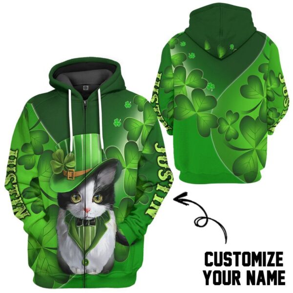 Gearhuman 3D St Patrick Day Black Cat Custom Name Tshirt Hoodie Apparel GB190214 3D Apparel