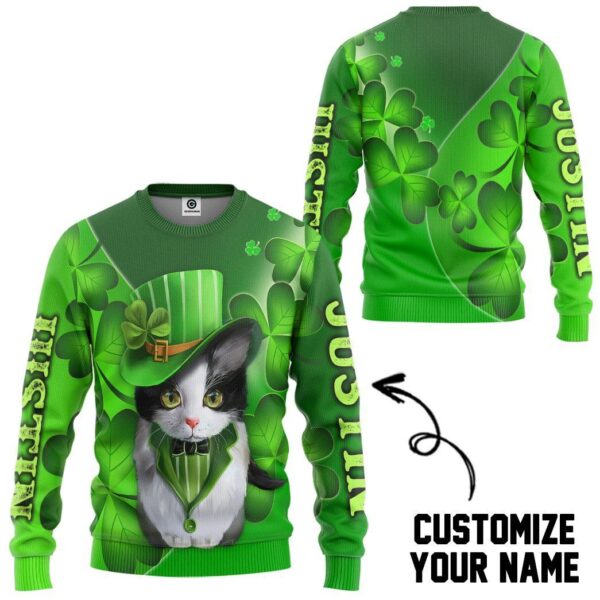 Gearhuman 3D St Patrick Day Black Cat Custom Name Tshirt Hoodie Apparel GB190214 3D Apparel