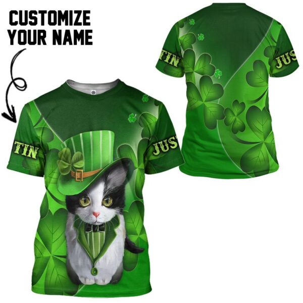 Gearhuman 3D St Patrick Day Black Cat Custom Name Tshirt Hoodie Apparel GB190214 3D Apparel