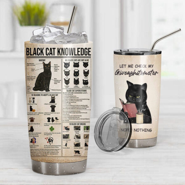 Gearhuman 3D Black Cat Knowledge Giveashitometer Custom Tumbler GB010210 Tumbler