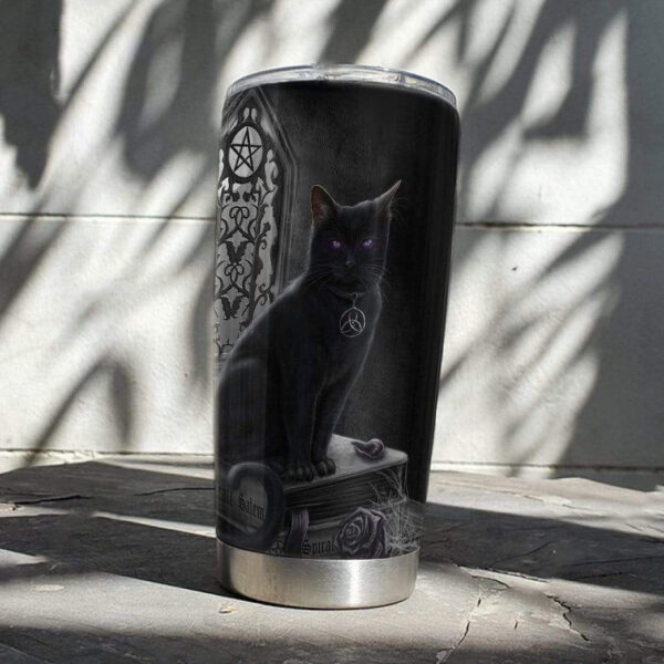 Gearhumans Gearhuman 3D Black Cat Custom Design Vacuum Insulated Tumbler GL030817 Tumbler