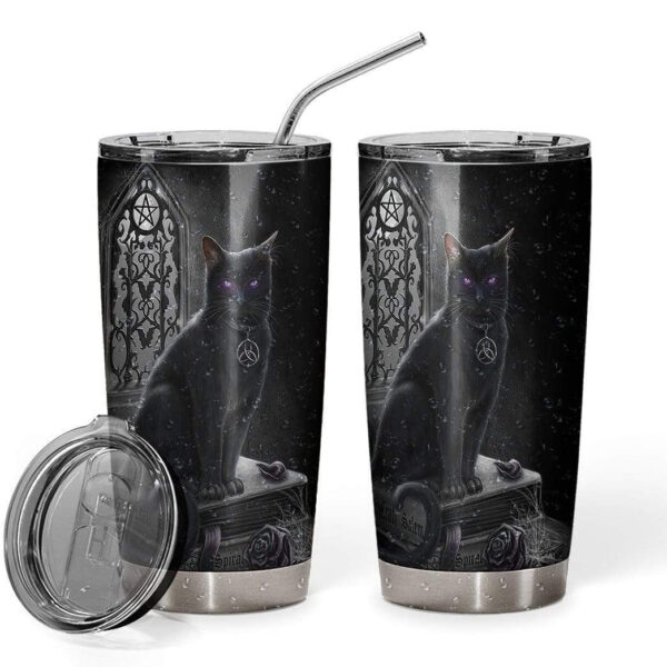 Gearhumans Gearhuman 3D Black Cat Custom Design Vacuum Insulated Tumbler GL030817 Tumbler