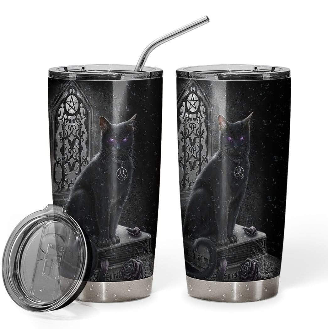 Gearhumans Gearhuman 3D Black Cat Custom Design Vacuum Insulated Tumbler GL030817 Tumbler