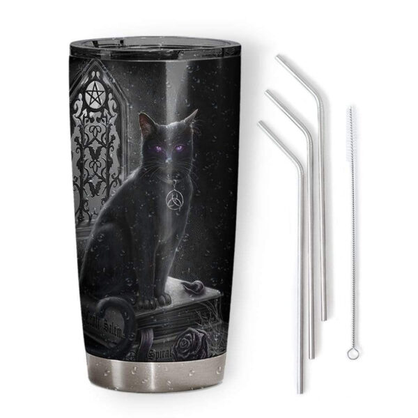 Gearhumans Gearhuman 3D Black Cat Custom Design Vacuum Insulated Tumbler GL030817 Tumbler