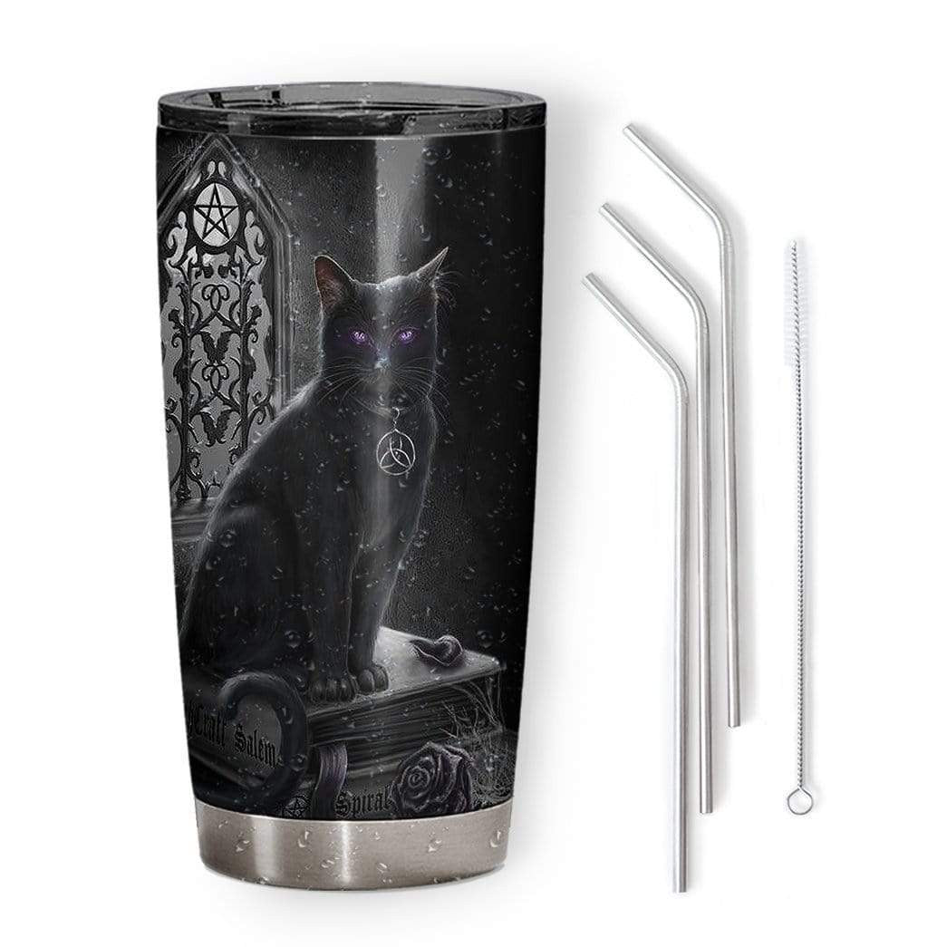 Gearhumans Gearhuman 3D Black Cat Custom Design Vacuum Insulated Tumbler GL030817 Tumbler