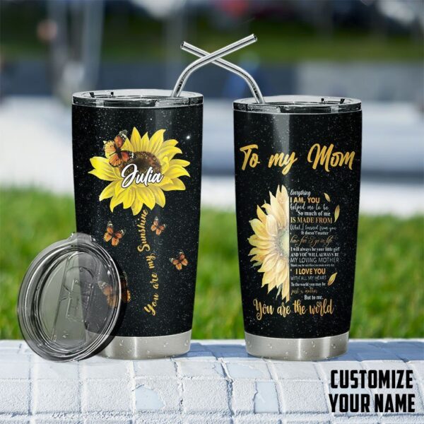 Gearhumans Gearhuman 3D To my Mom Sunflower Mothers Day Gift Custom Name Design Insulated Vacuum Tumbler GW260322 Tumbler