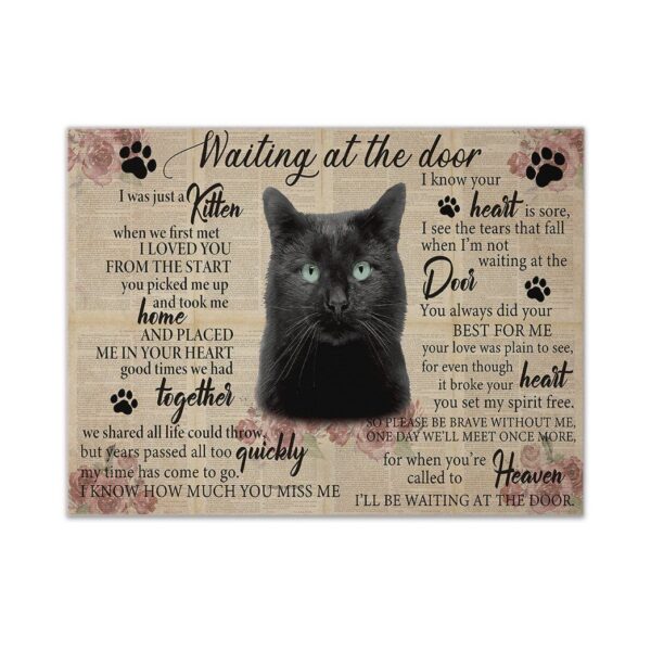 Gearhuman 3D Waiting At The Door Black Cat Custom Canvas GB250118 Canvas 1 Piece Non Frame M