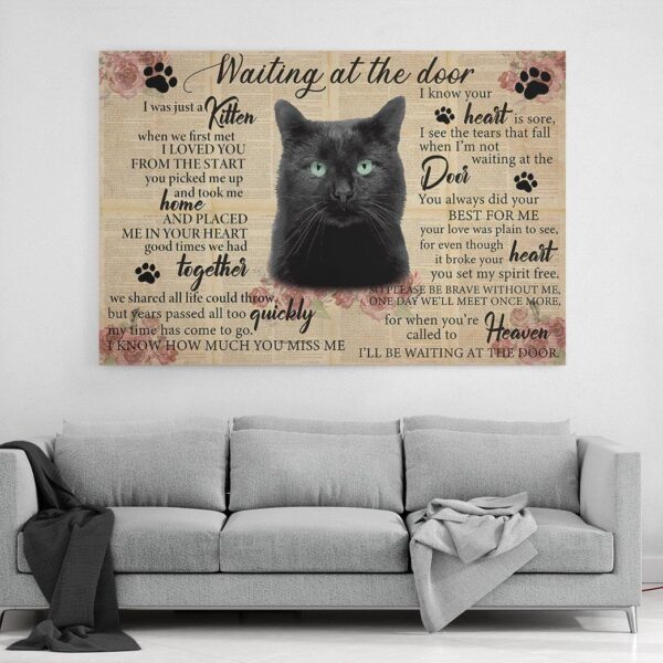 Gearhuman 3D Waiting At The Door Black Cat Custom Canvas GB250118 Canvas