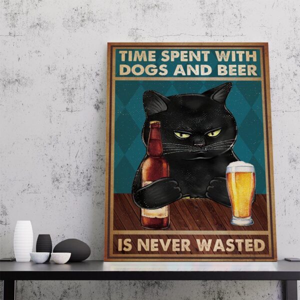 Gearhuman 3D Time Spent With Black Cat And Beer Custom Canvas GB18025 Canvas