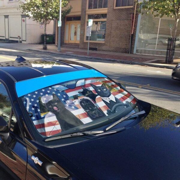 gearhumans 3D Black Cat Family America Custom Car Auto Sunshade GL06073 Auto Sunshade