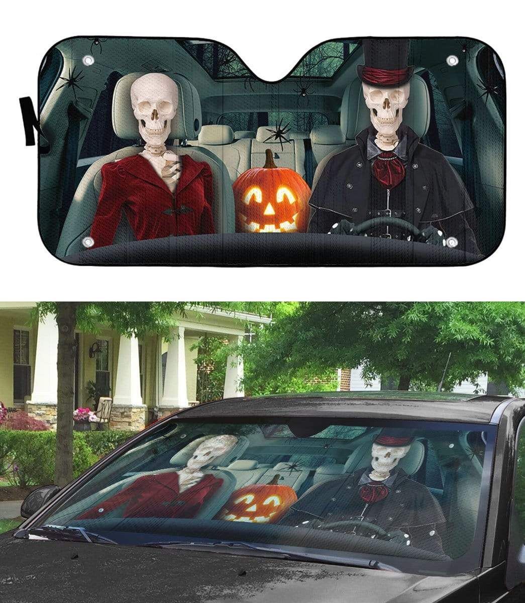gearhumans 3D Vampire Skeleton Custom Car Auto Sunshade GW20086 Auto Sunshade