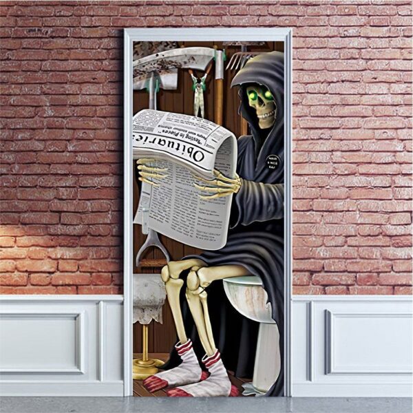 Gearhuman 3D WC Skeleton Halloween Custom Door Stickers GV23099 Door Stickers