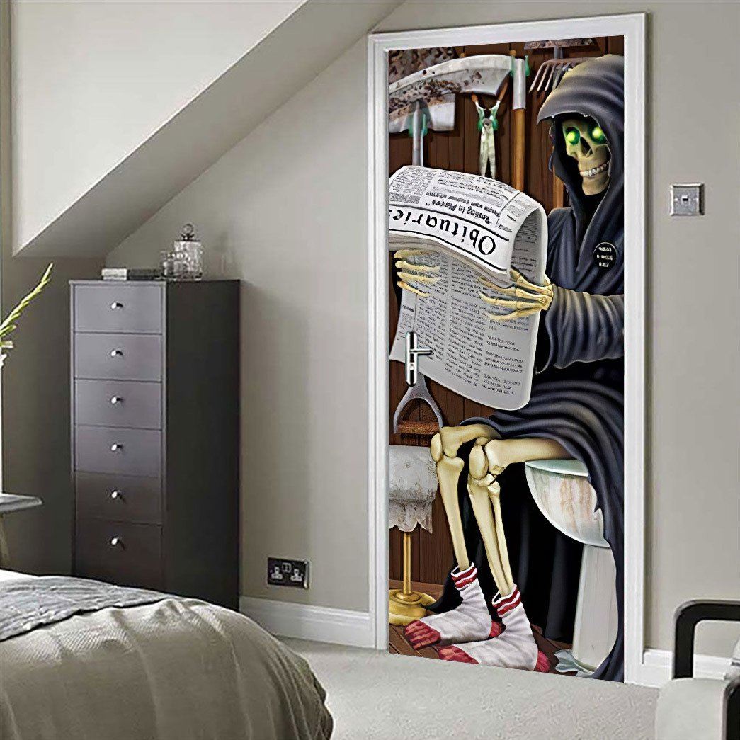 Gearhuman 3D WC Skeleton Halloween Custom Door Stickers GV23099 Door Stickers